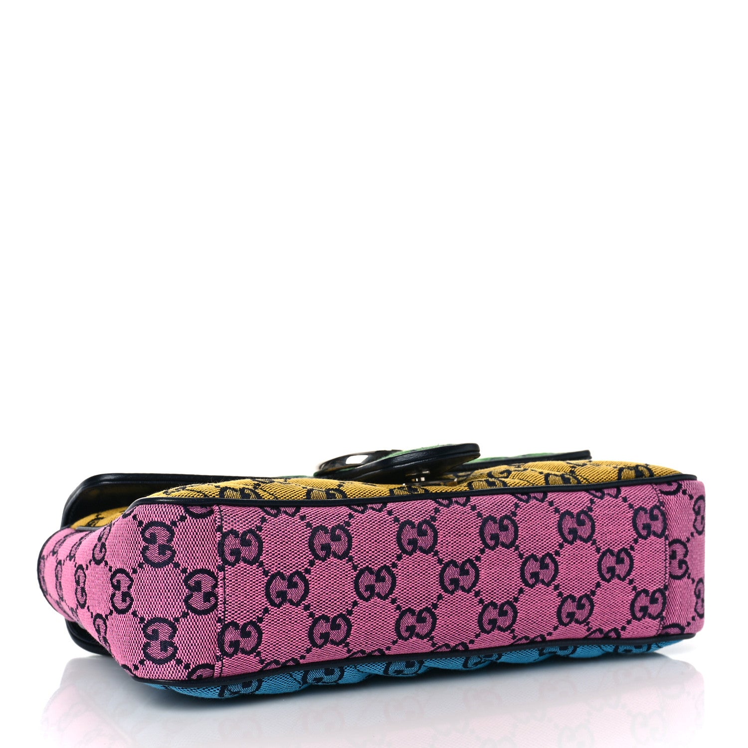 Gucci Monogram Multicolor Matelasse Diagonal Small GG Marmont Shoulder Bag Green Blue Yellow Light Blue Pink 4 of 9