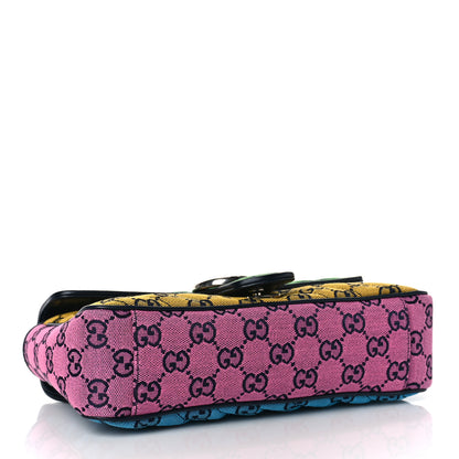 Gucci Monogram Multicolor Matelasse Diagonal Small GG Marmont Shoulder Bag Green Blue Yellow Light Blue Pink 4 of 9