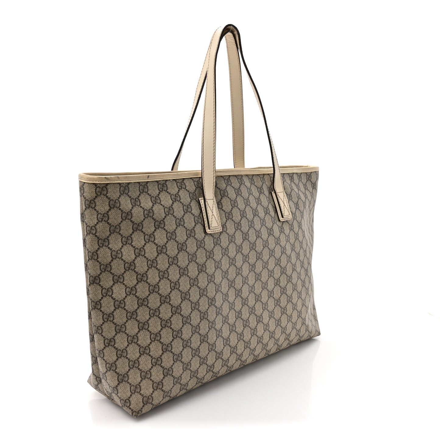 GG Supreme Monogram Large Zippered Shopping Tote Off White