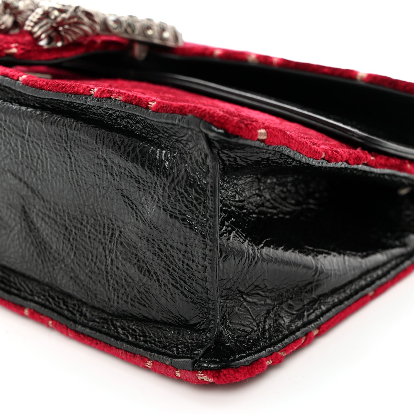 Velvet Skipper Crystal GG Monogram Small Dionysus Shoulder Bag Red Cipria Black Black Diamond