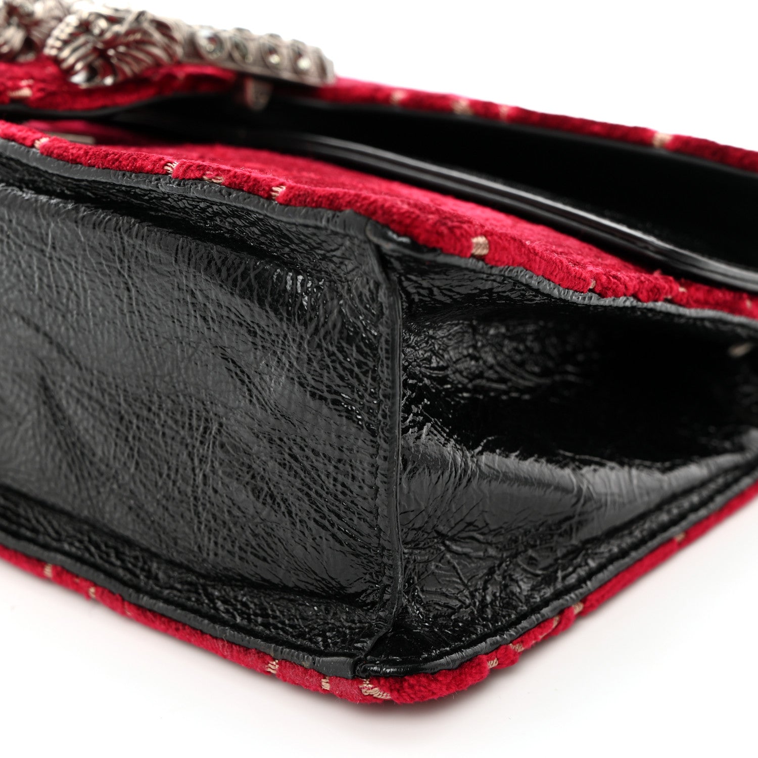 Gucci Velvet Skipper Crystal GG Monogram Small Dionysus Shoulder Bag Red Cipria Black Black Diamond 10 of 10