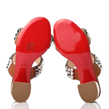 Christian Louboutin Calfskin Studded Tina Goes Mad 55 Slide Sandals 35 Cuoio 5 of 7