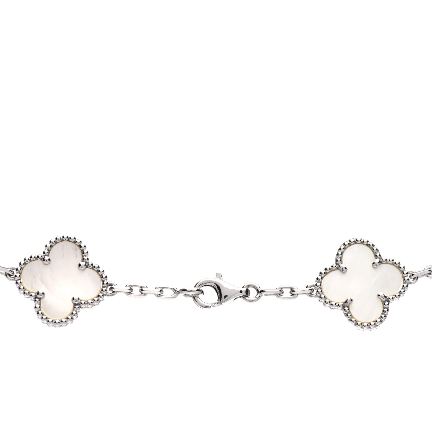 Van Cleef & Arpels 18K White Gold Mother of Pearl 10 Motifs Vintage Alhambra Necklace 4 of 5