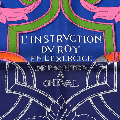 Hermes Silk L'Instruction Du Roy Scarf 90 Indigo Rose 3 of 5