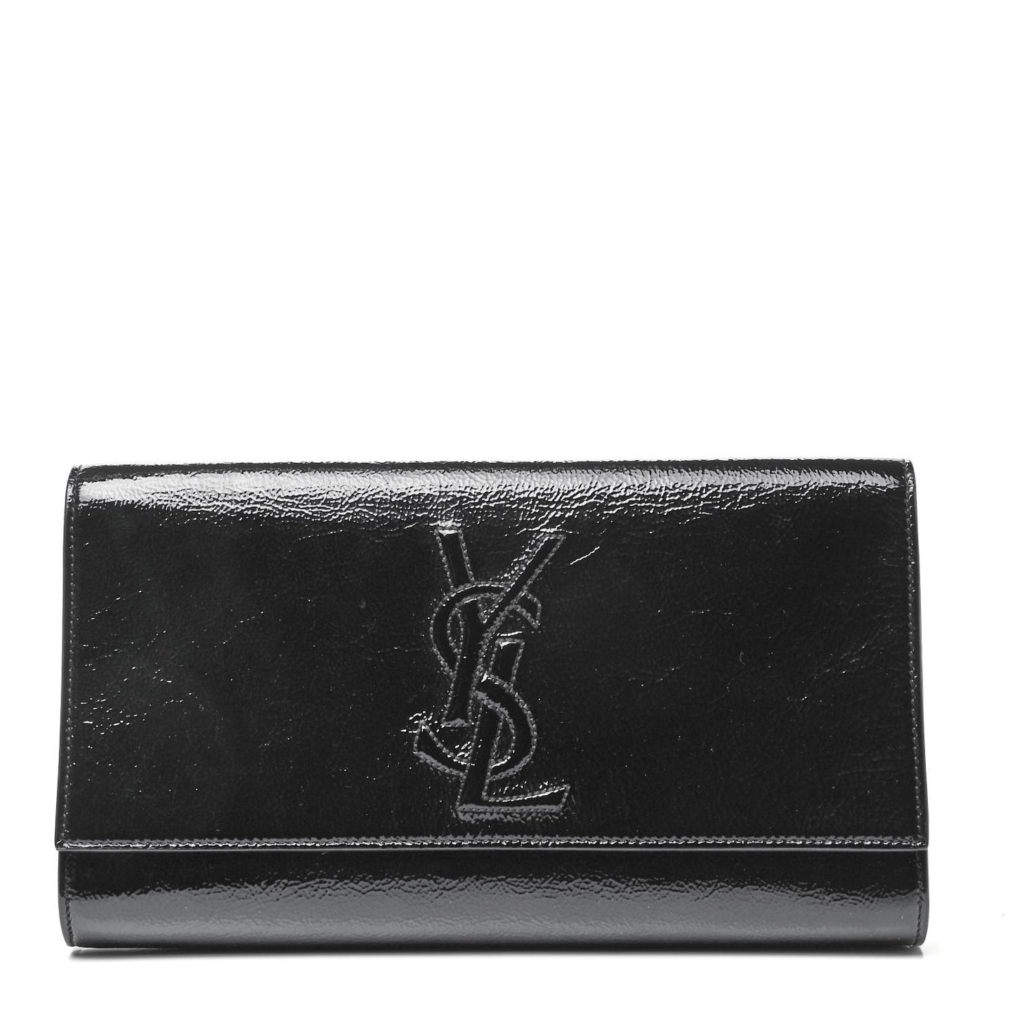 Textured Patent Monogram Small Belle De Jour Clutch Black