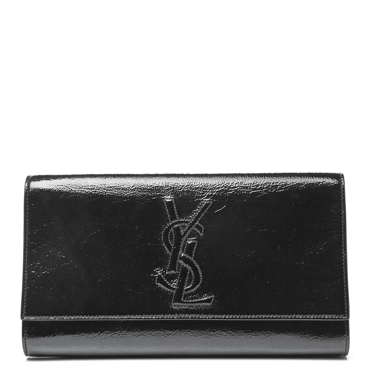 Saint Laurent Textured Patent Monogram Small Belle De Jour Clutch Black 1 of 8