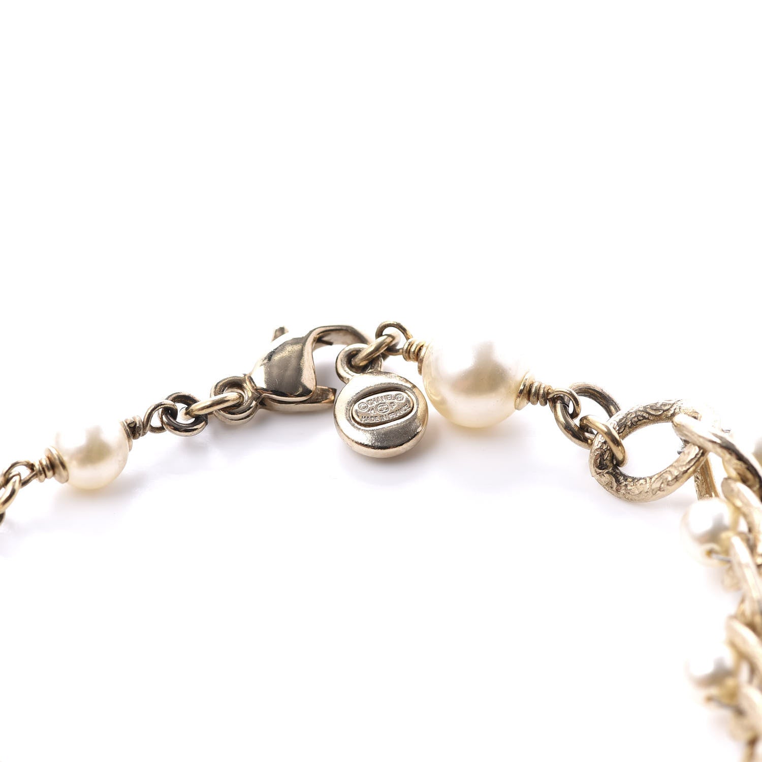 Chanel Pearl Crystal CC Bracelet Gold 5 of 6