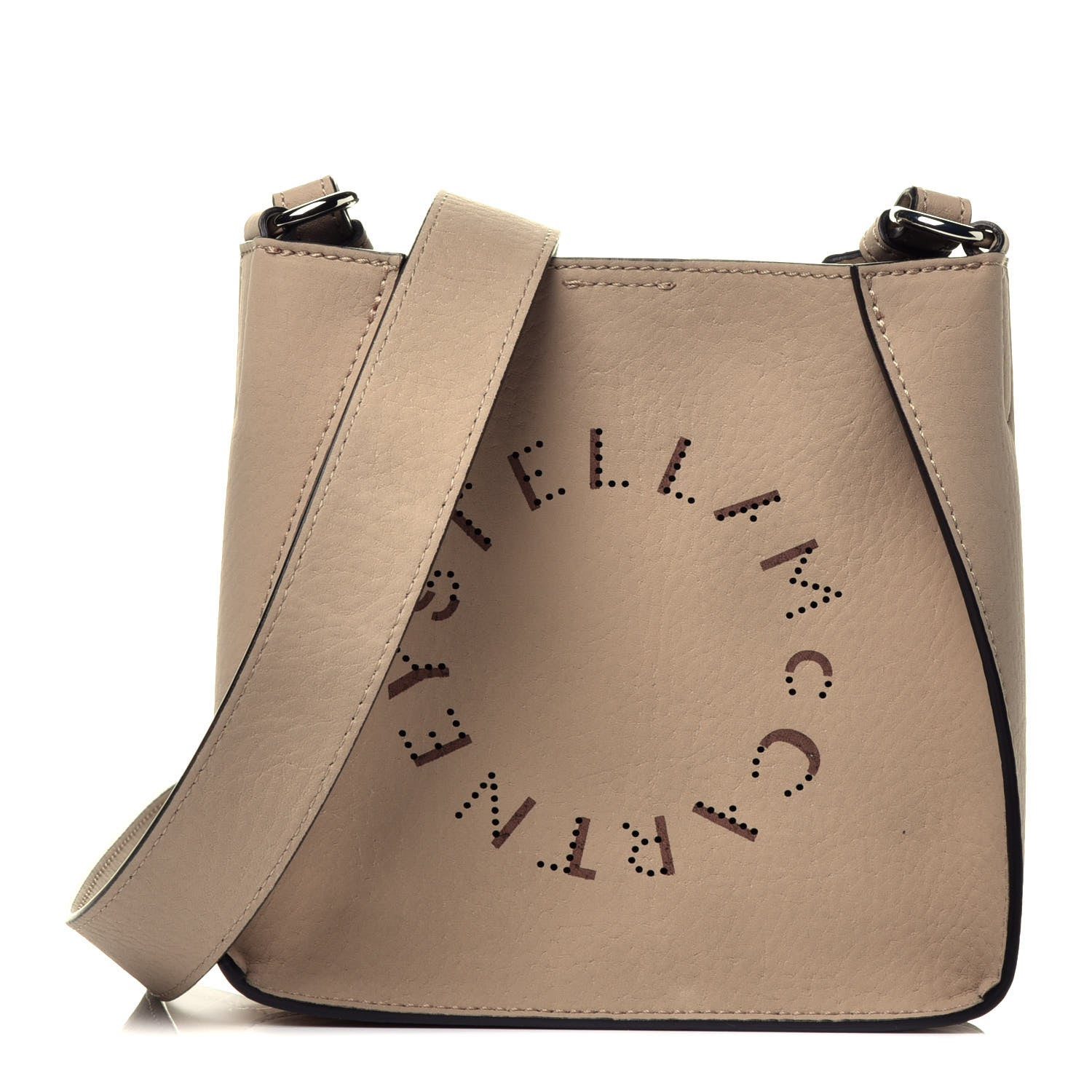 Stella McCartney Eco Alter Nappa Perforated Logo Mini Crossbody Camel 1 of 9