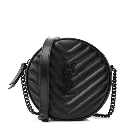 Saint Laurent Calfskin Matelasse Chevron Round Vinyle Camera Bag Black 1 of 10