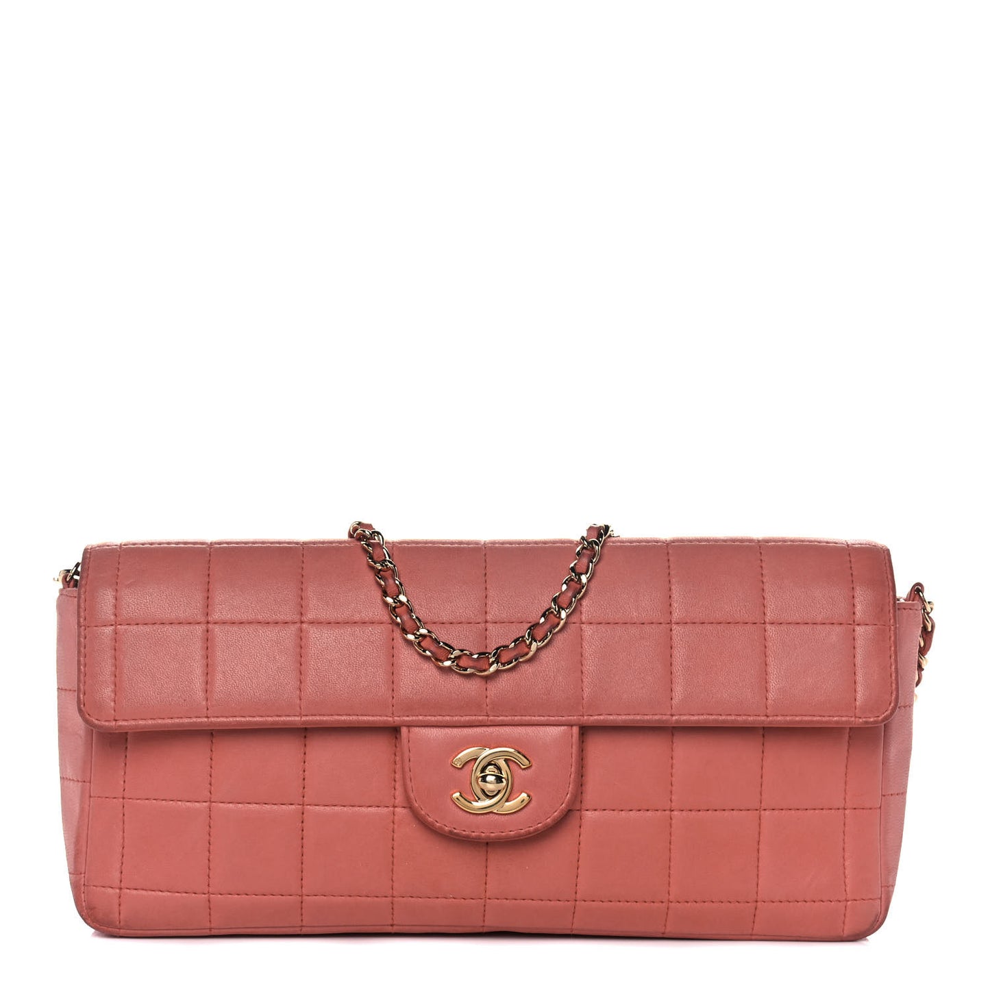 Lambskin East West Chocolate Bar Flap Pink