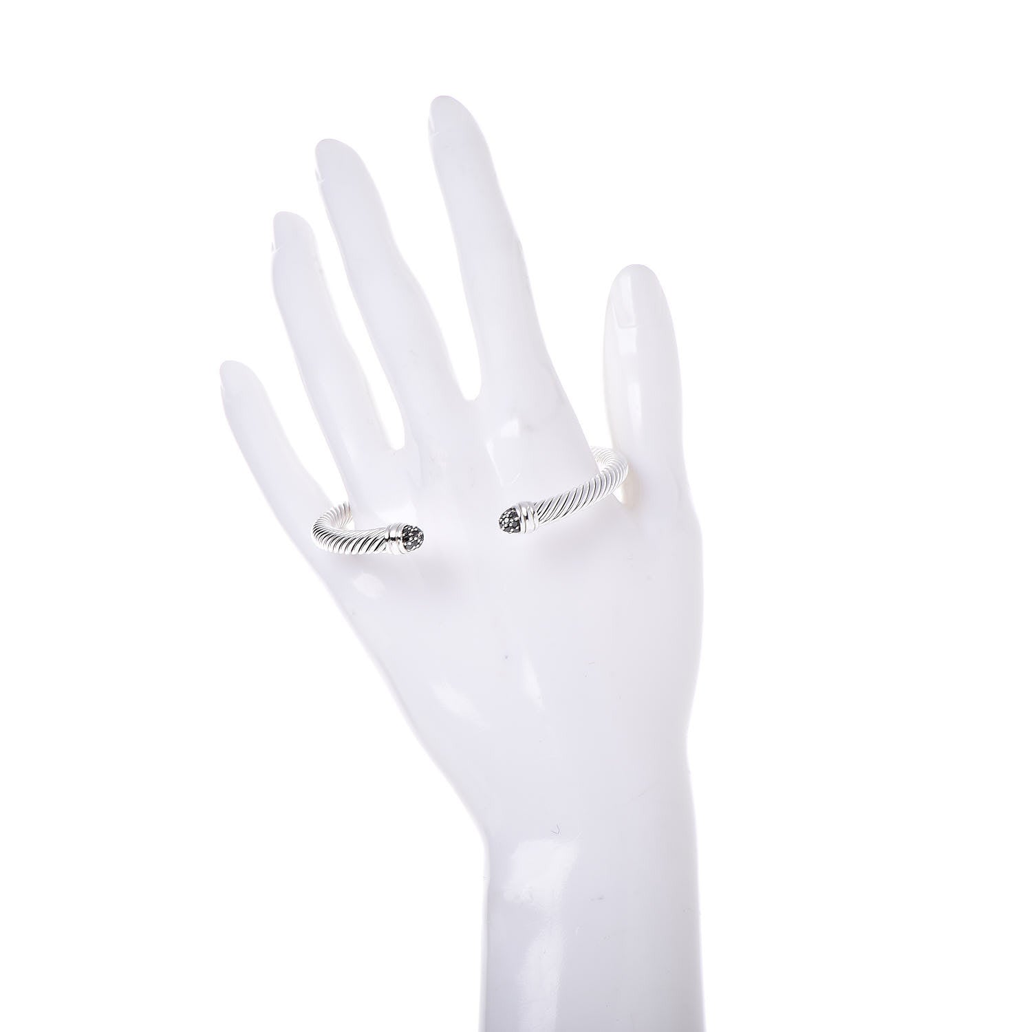 David Yurman Sterling Silver Black Diamond 5mm Cable Classics Bracelet 2 of 5