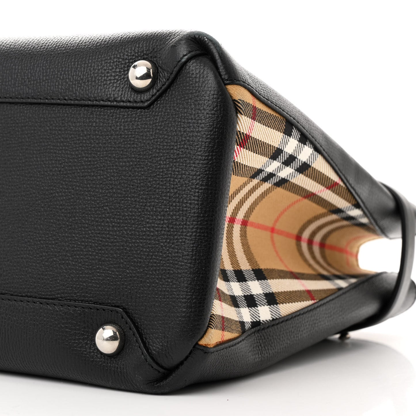 Grainy Calfskin House Check Medium Banner Tote Black
