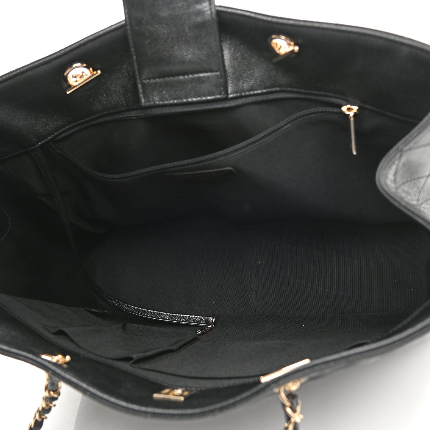 Caviar Quilted Large Shopping Tote Black