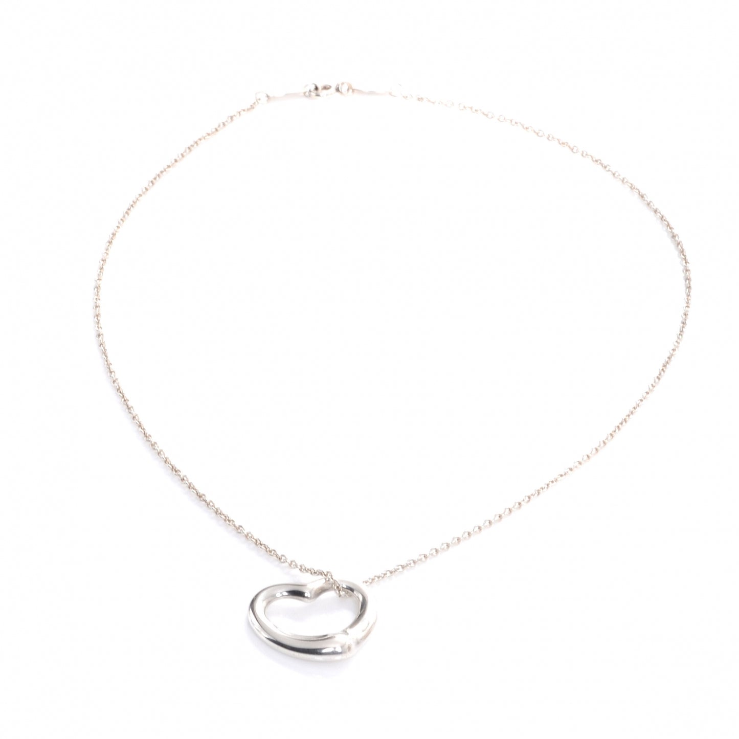 Sterling Silver 16mm Elsa Peretti Open Heart Pendant Necklace