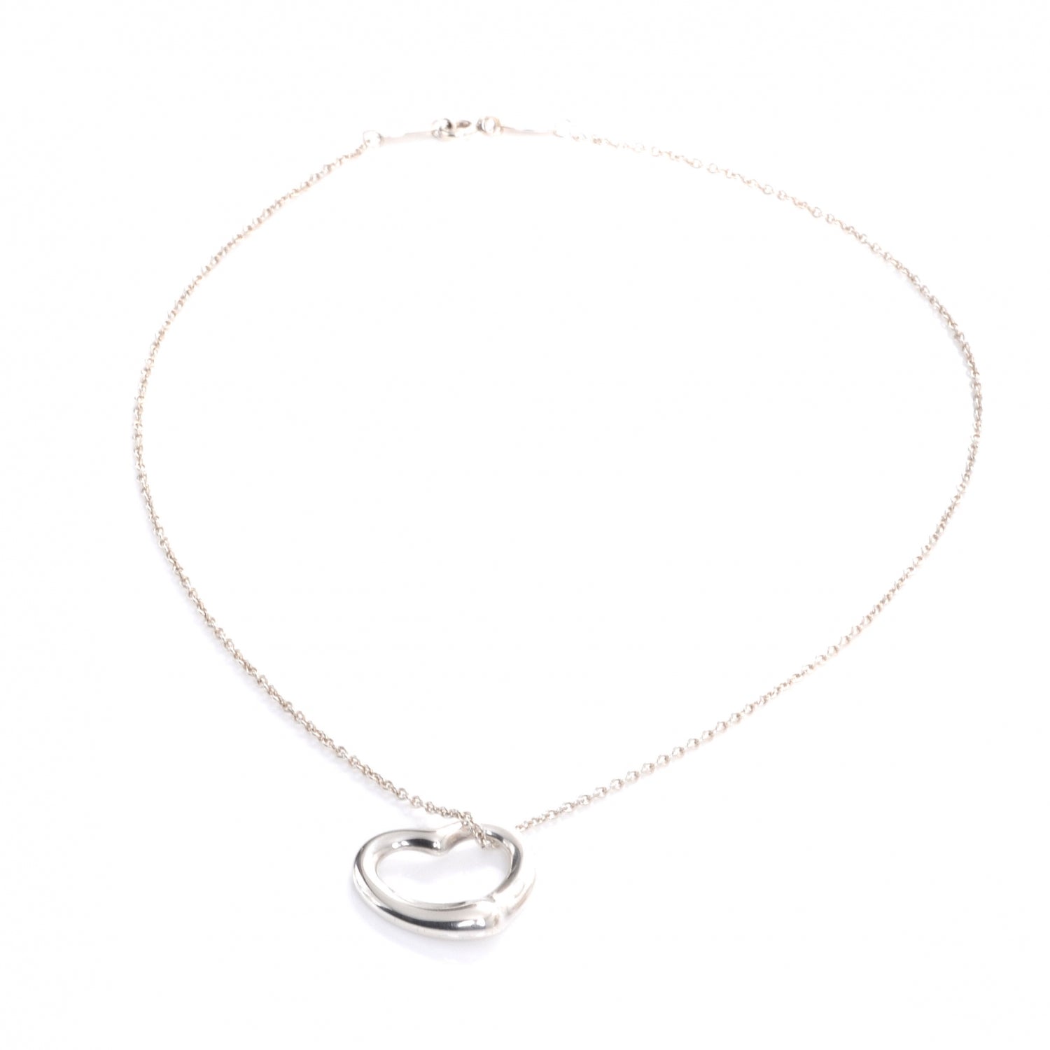 Tiffany Sterling Silver 16mm Elsa Peretti Open Heart Pendant Necklace 3 of 6