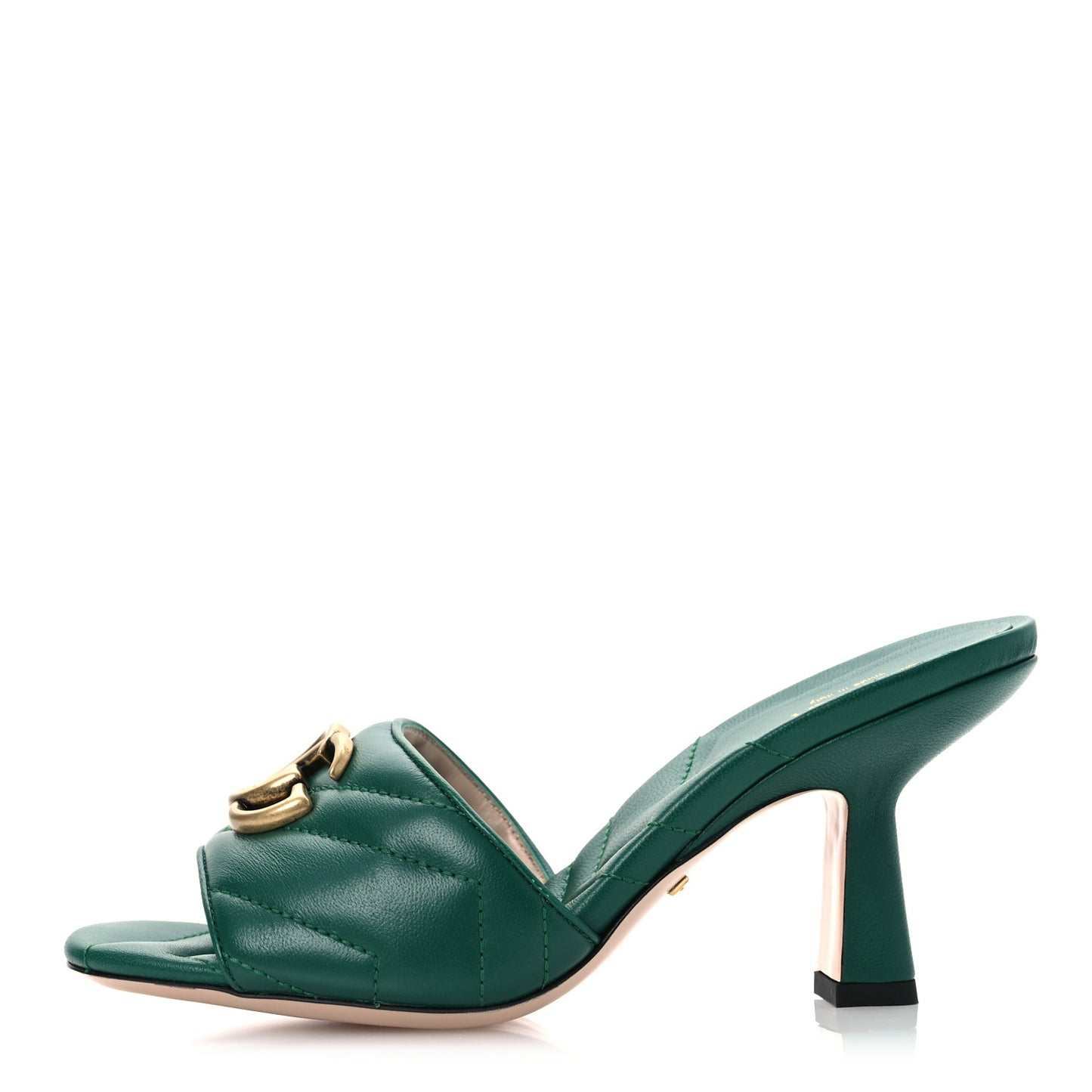 Nappa Matelasse GG Marmont 75mm Slide Sandals 35 Emerald