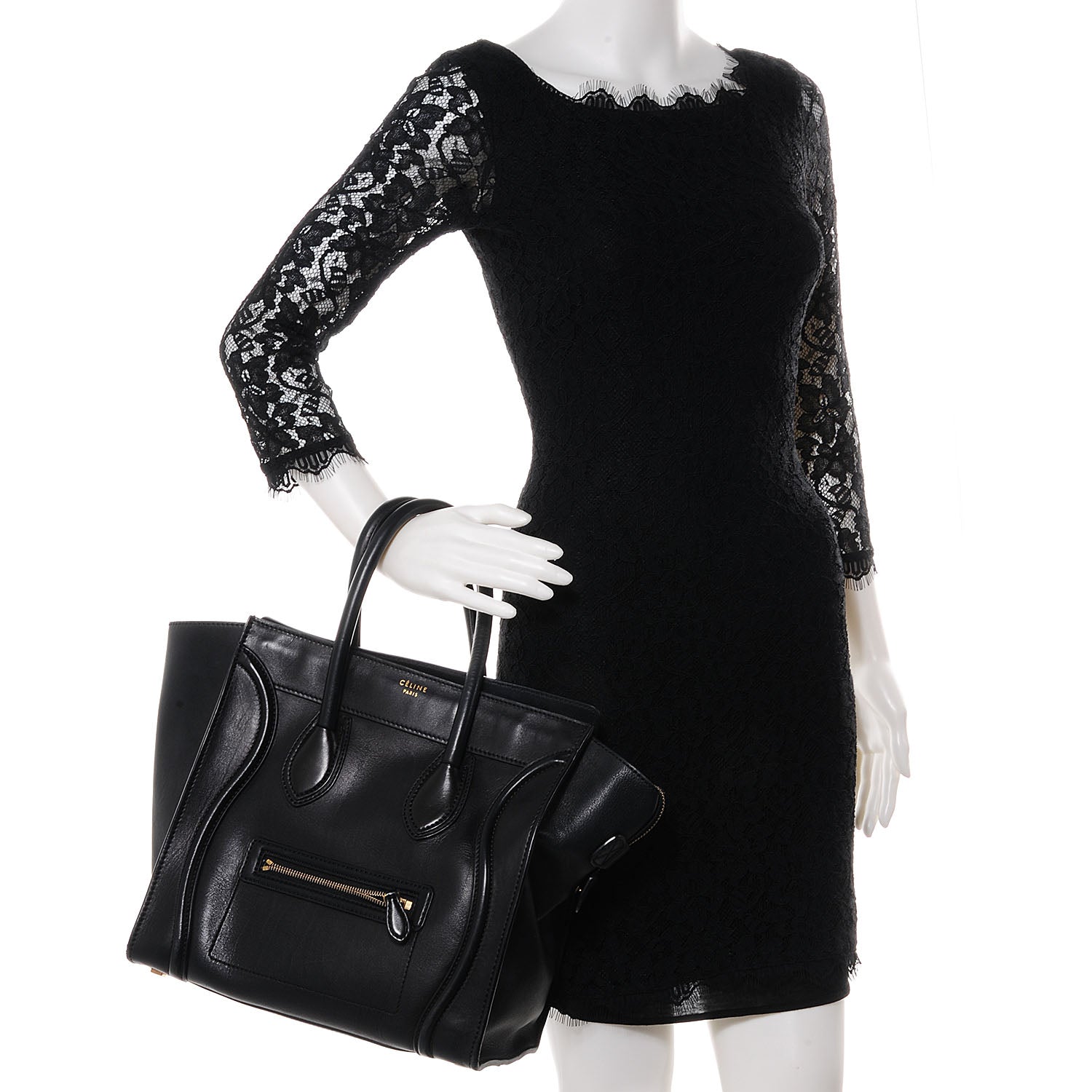 Celine Smooth Calfskin Mini Luggage Black 2 of 9