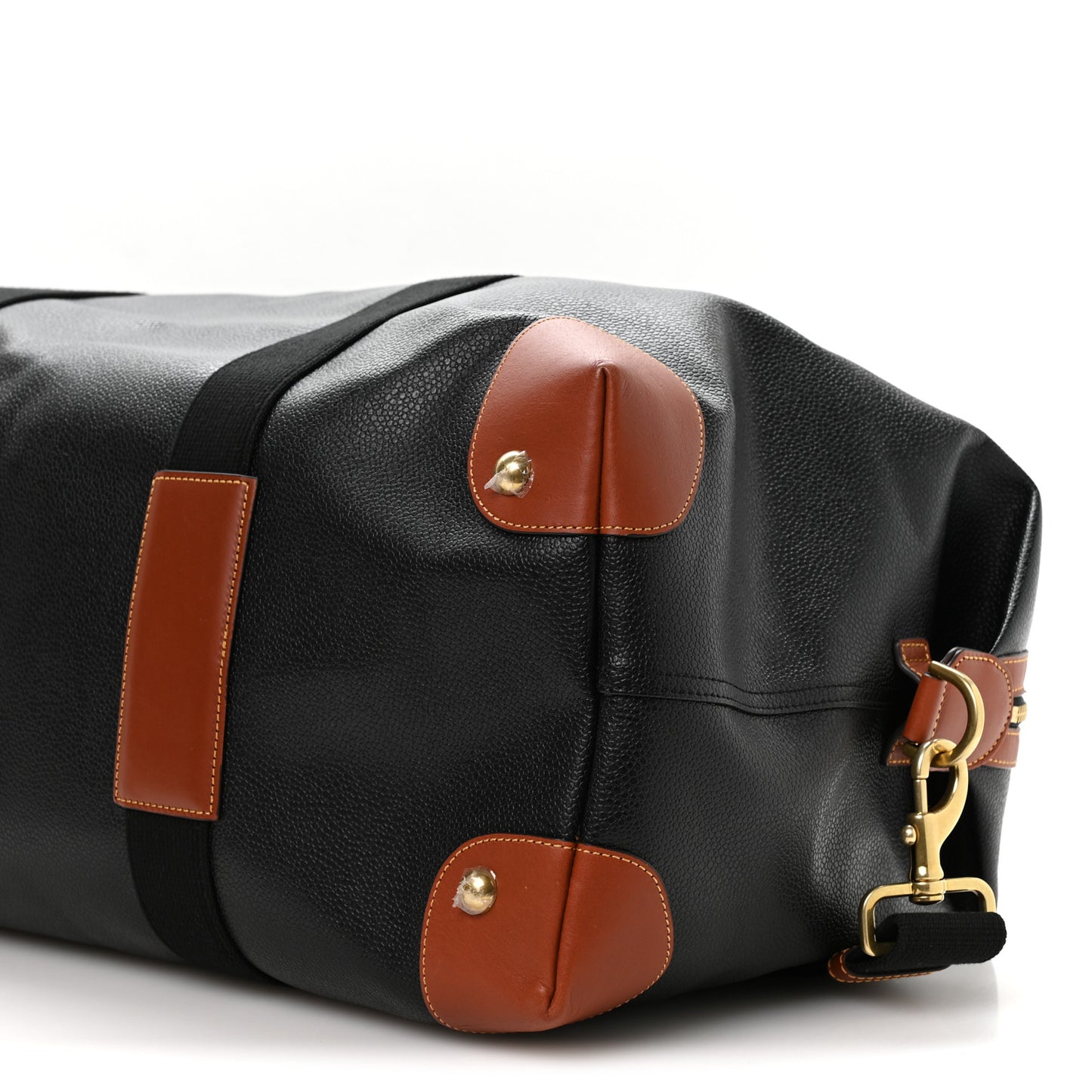 Eco Scotchgrain Calfskin Heritage Day Clipper Medium Duffle Bag Black Cognac