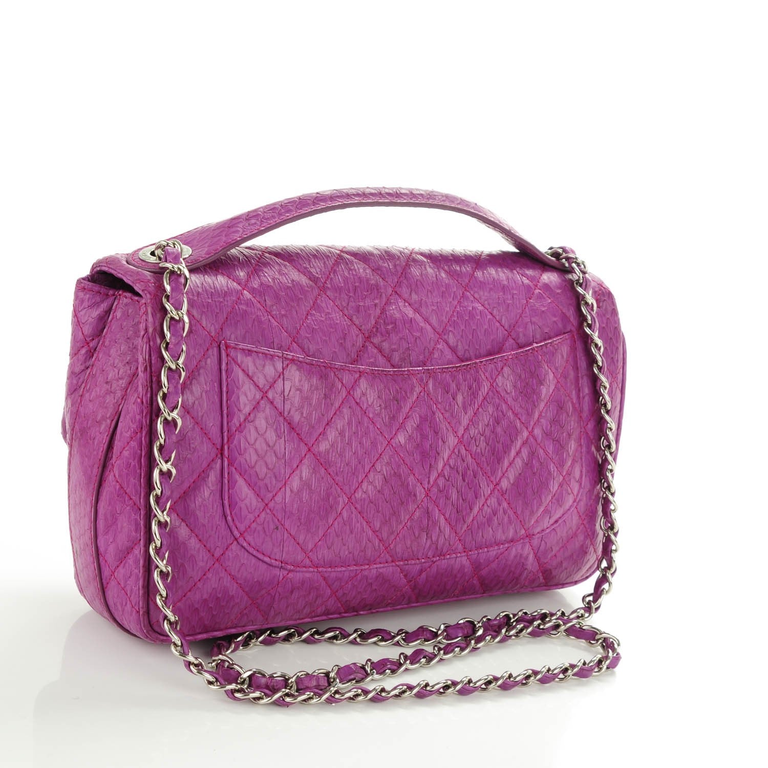 Chanel Elaphe Snakeskin Quilted Medium Easy Carry Flap Purple 3 of 12