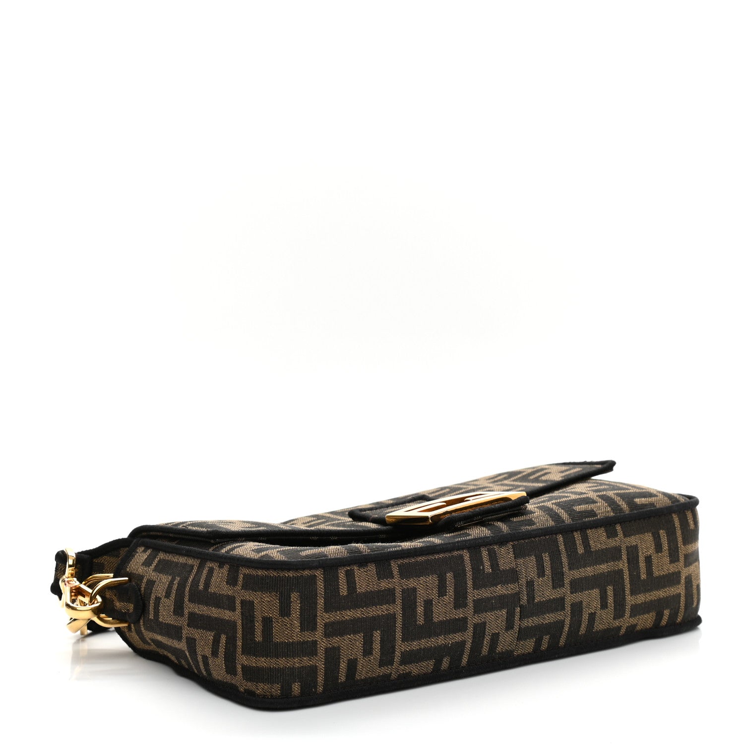 Fendi Fabric Jacquard FF 1974 Medium Baguette Tobacco Moro Black 4 of 16