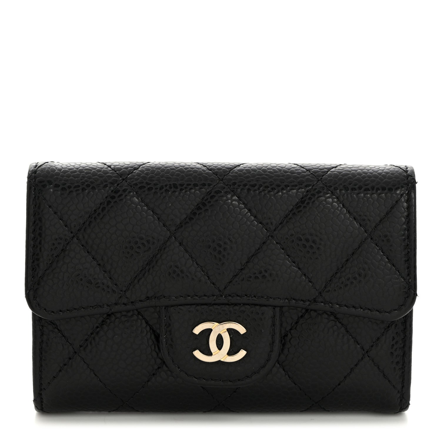 Chanel Caviar Quilted Flap Card Holder Wallet Black 1 of 9