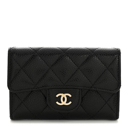 Chanel Caviar Quilted Flap Card Holder Wallet Black 1 of 9