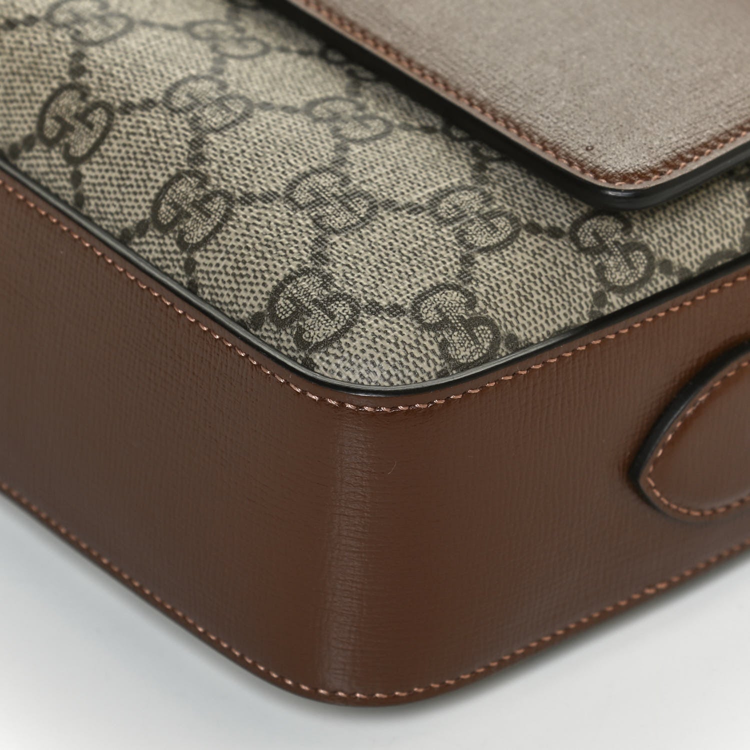 Gucci GG Supreme Monogram Small Horsebit 1955 Shoulder Bag Beige Brown Sugar 12 of 14