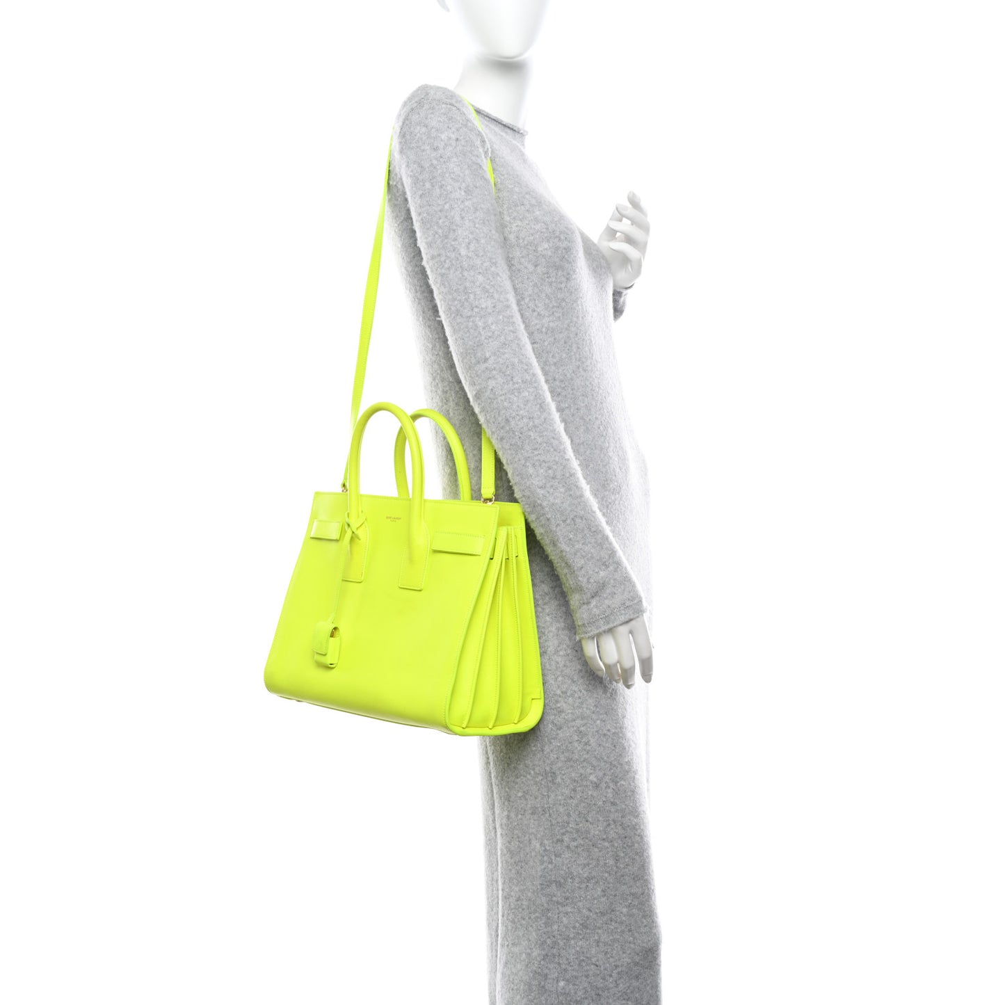 Calfskin Small Sac De Jour Bag Neon Yellow