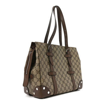 Gucci GG Supreme Monogram Textured Dollar Calfskin Small Detail Tote Beige Ebony New Acero 3 of 9