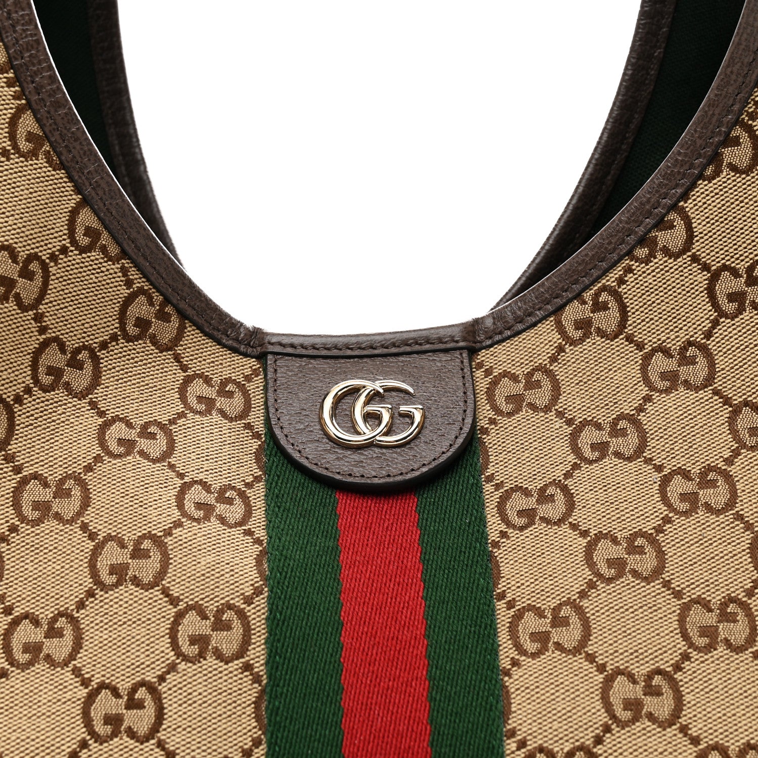Gucci GG Monogram Web Large Giglio Tote Beige Brown 7 of 9
