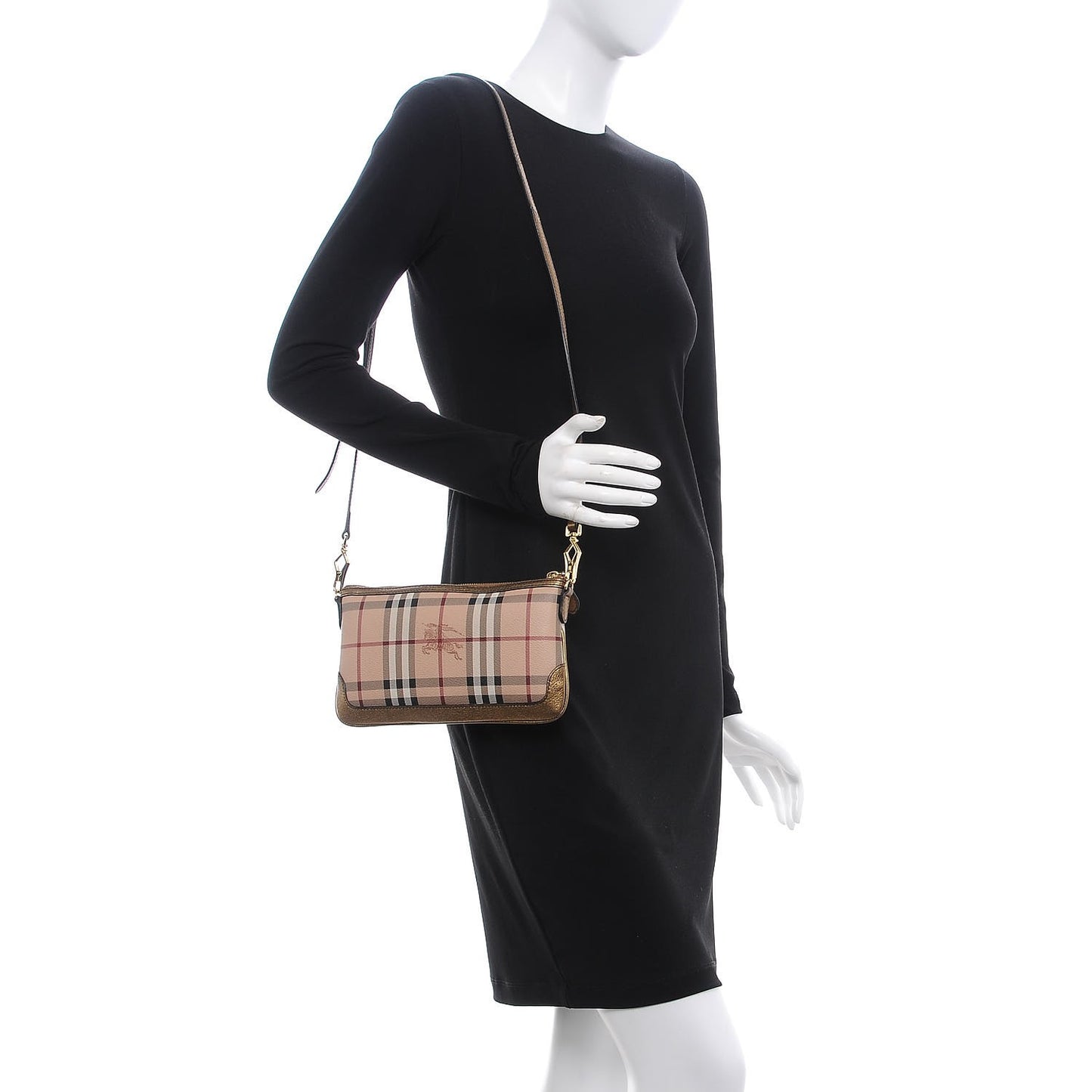 Haymarket Check Small Peyton Crossbody Clutch Bag Gold