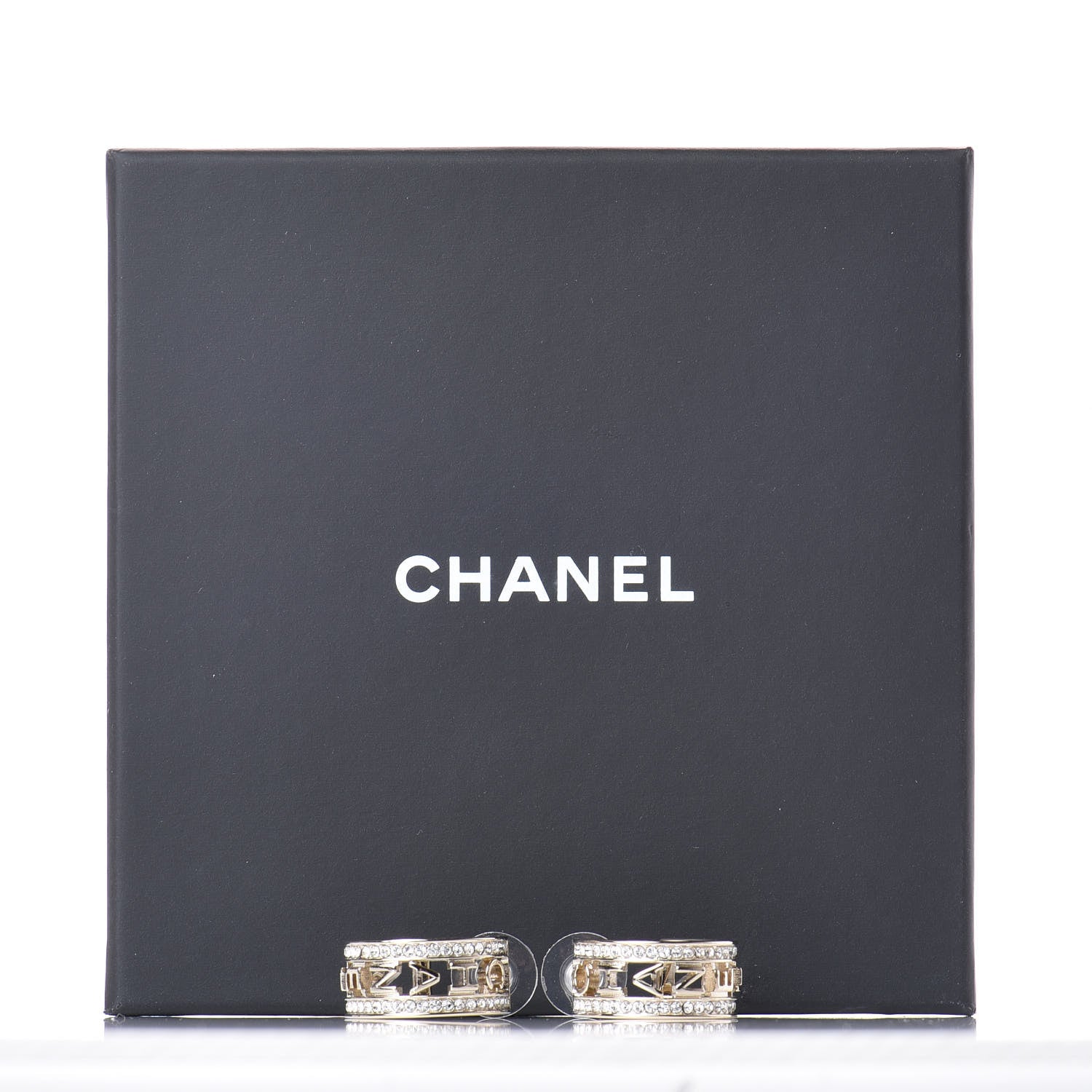 Chanel Metal Crystal Bow-tiful CC Hoop Earrings Gold 5 of 5