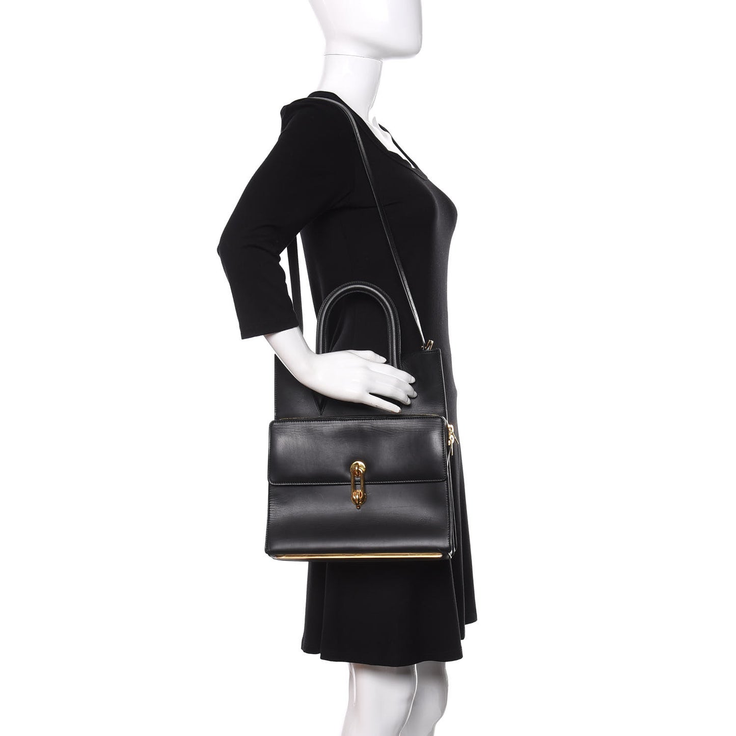 Calfskin Maillon Shoulder Bag Black