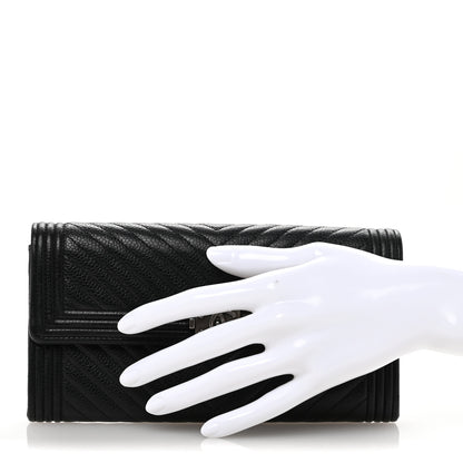 Chanel Caviar Chevron Quilted Boy Flap Wallet Black 2 of 10