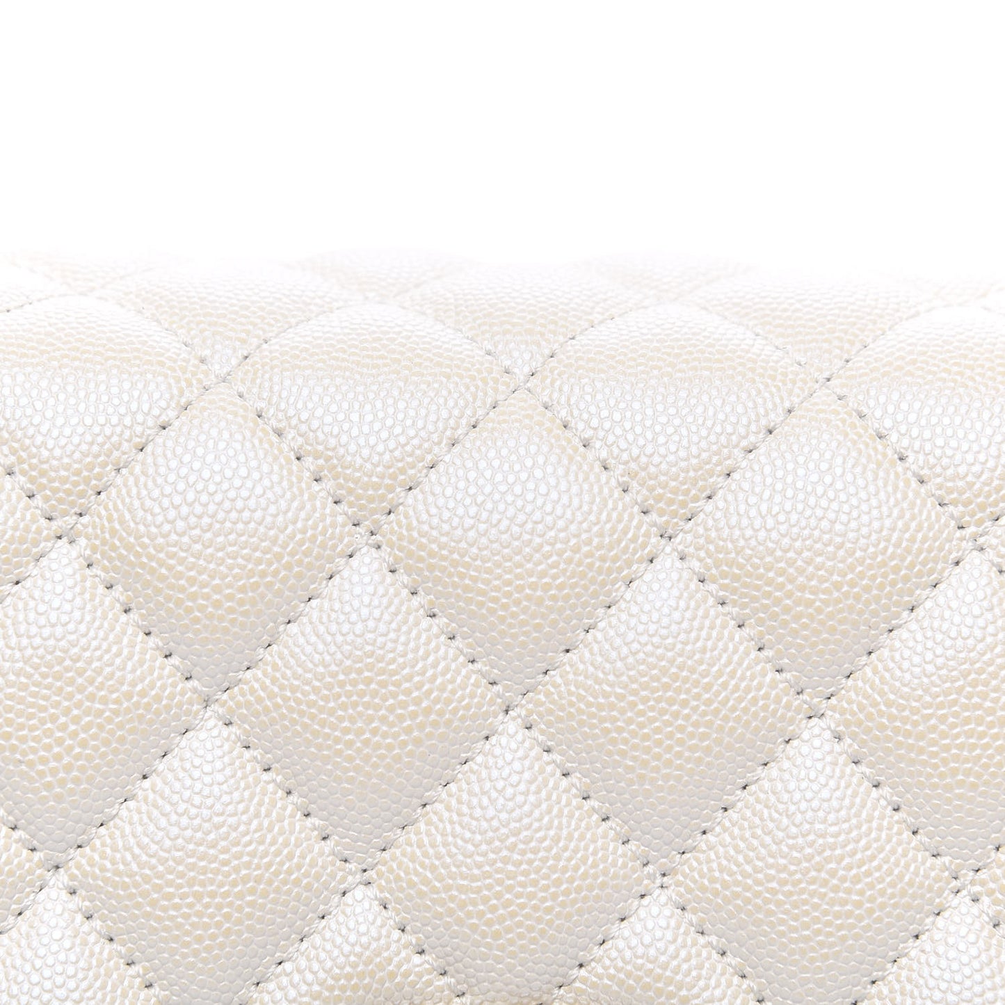Iridescent Caviar Quilted Small Coco Handle Flap White