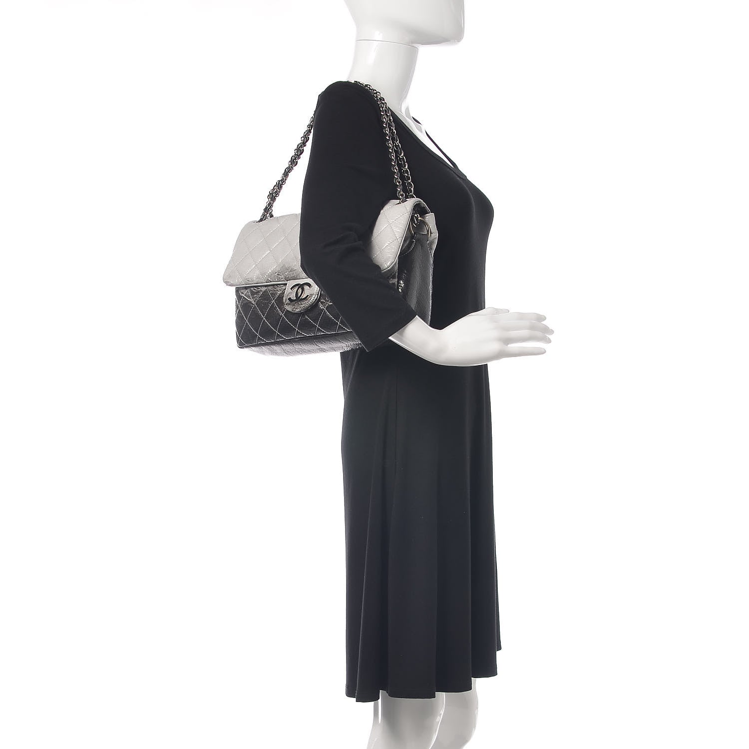 Chanel Vinyl Quilted Jumbo Melrose Degrade Flap Black 2 of 11