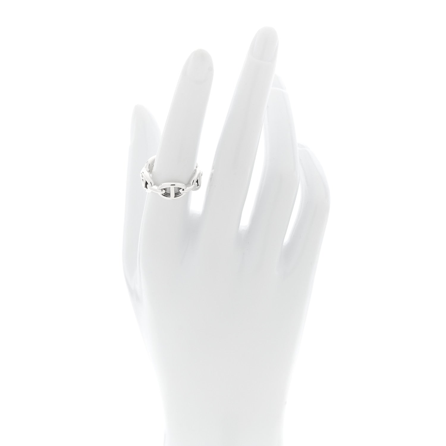 Hermes Sterling Silver PM Chaine d'Ancre Enchainee Band Ring 54 6.75 2 of 6