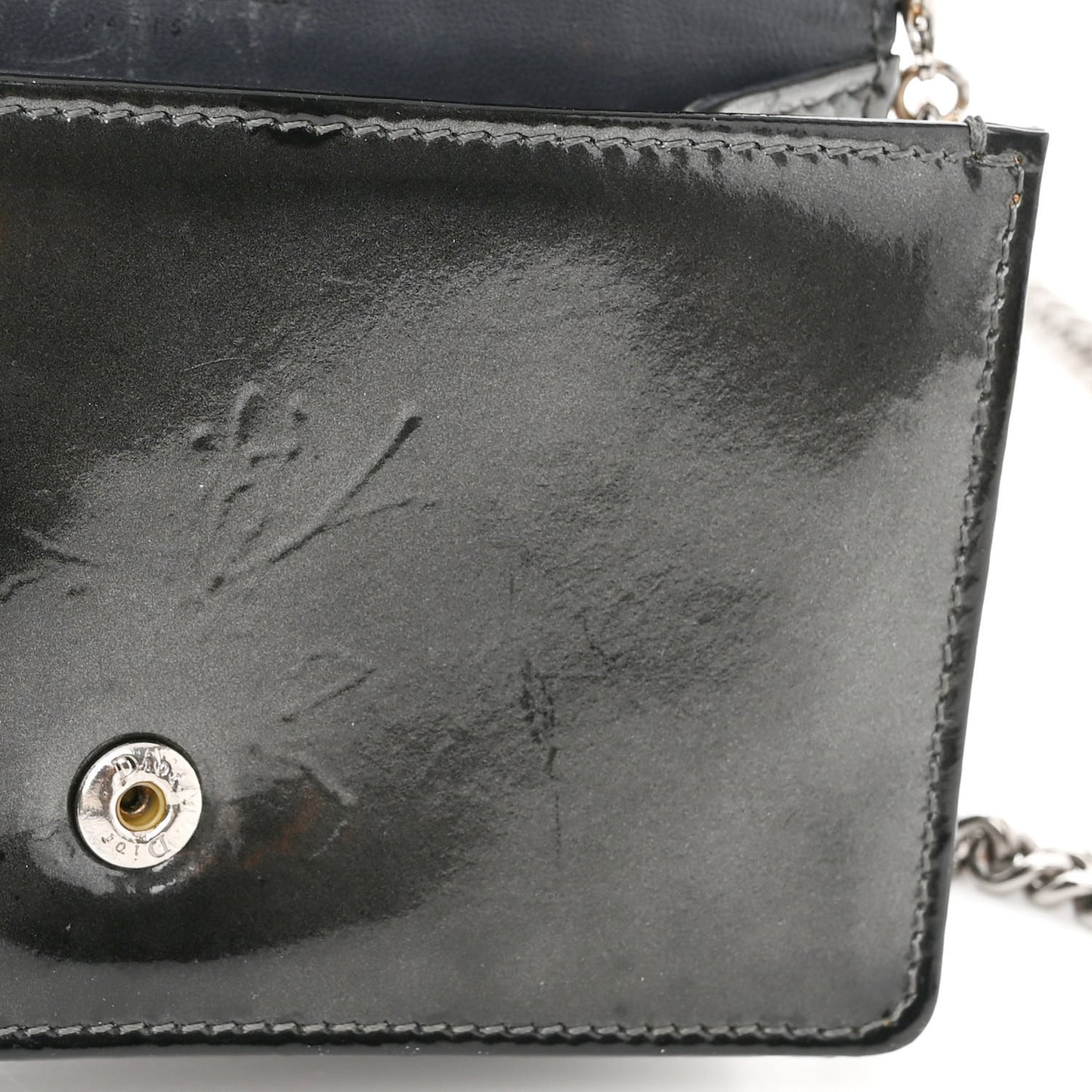 Patent Micro-Cannage Baby Diorama Flap Bag Black