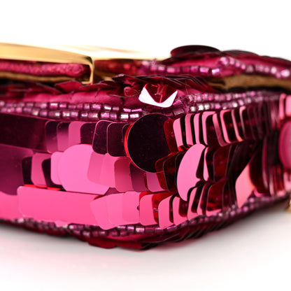 Fendi Sequin Paillettes Shiny Nappa Sex and the City Nano Maxi Buckle Baguette Charm Ciclamino Pilar 10 of 11