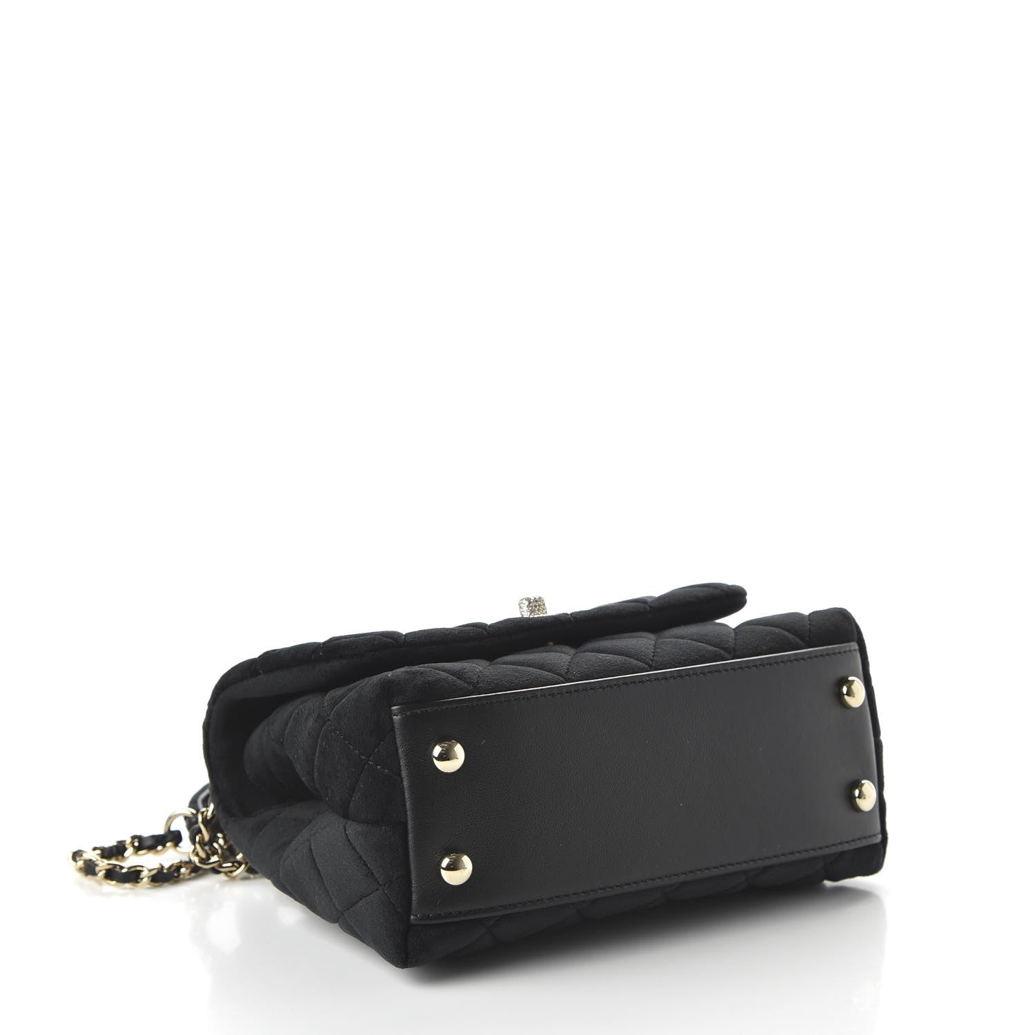 Chanel Velvet Crystal Quilted Extra Mini Coco Handle Flap Black 4 of 12