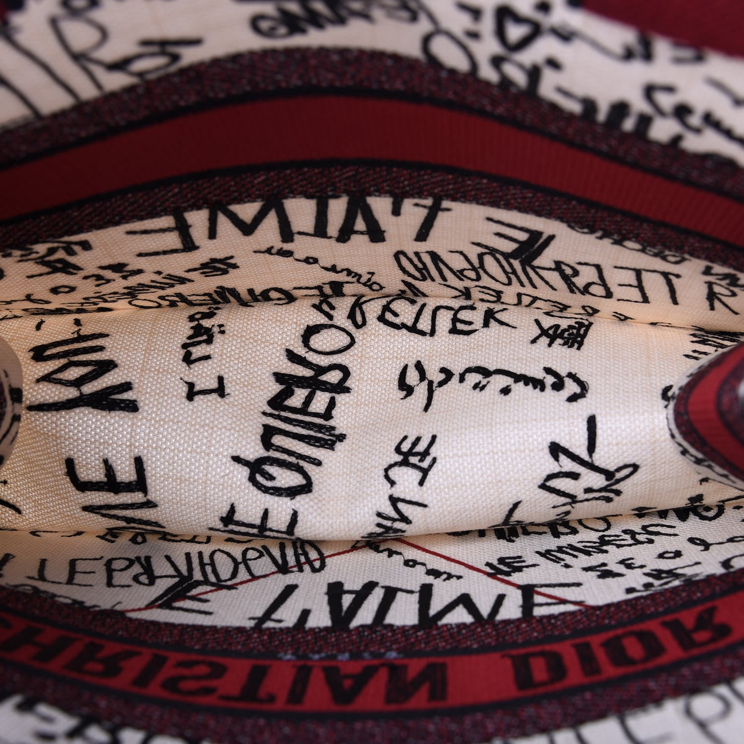 Christian Dior Canvas Embroidered Medium Dioramour Graffiti Book Tote Latte Multicolor 5 of 10