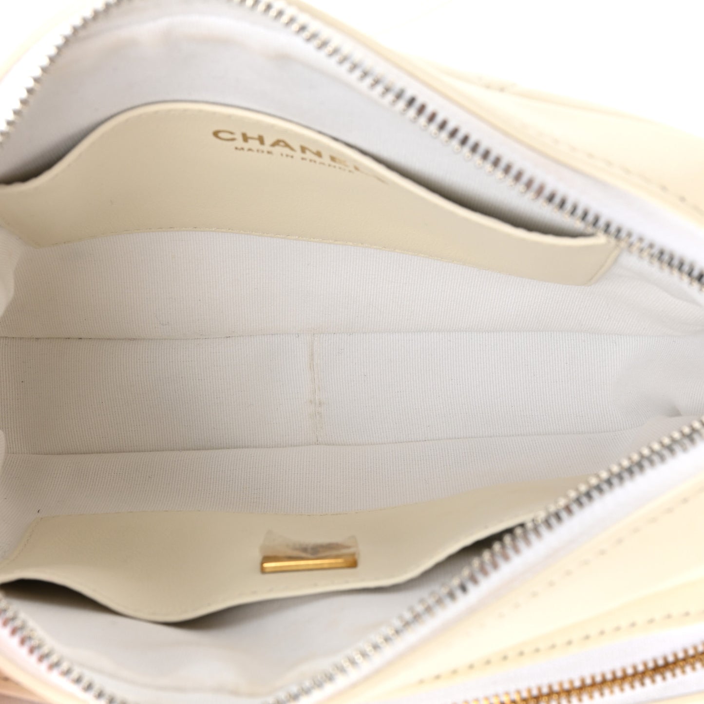 Calfskin Quilted Small Camera Case White