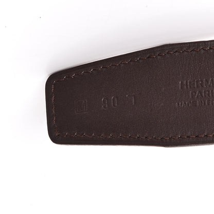 Hermes Chamonix Swift Strie 32mm H Belt 90 Chocolate Parchemin 5 of 9