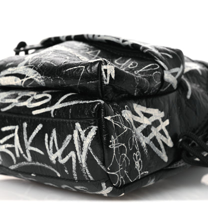 Balenciaga Agneau Arena Graffiti All Over Mini Explorer Crossbody Backpack  Black White 11 of 11