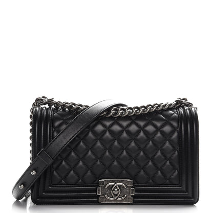 Chanel Lambskin Quilted Medium Boy Flap Black 1 of 12