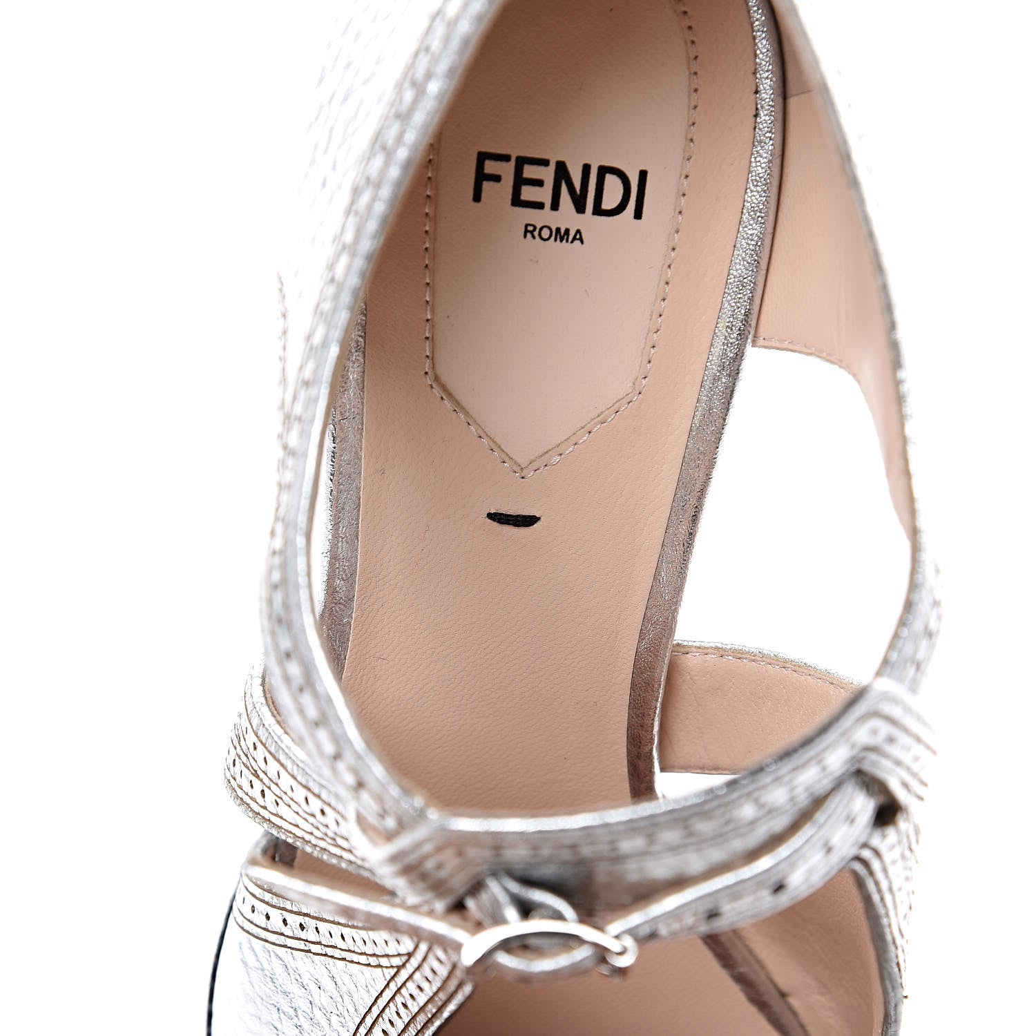 Fendi Metallic Calfskin Chameleon T-Strap Pumps 39.5 Silver 9 of 10