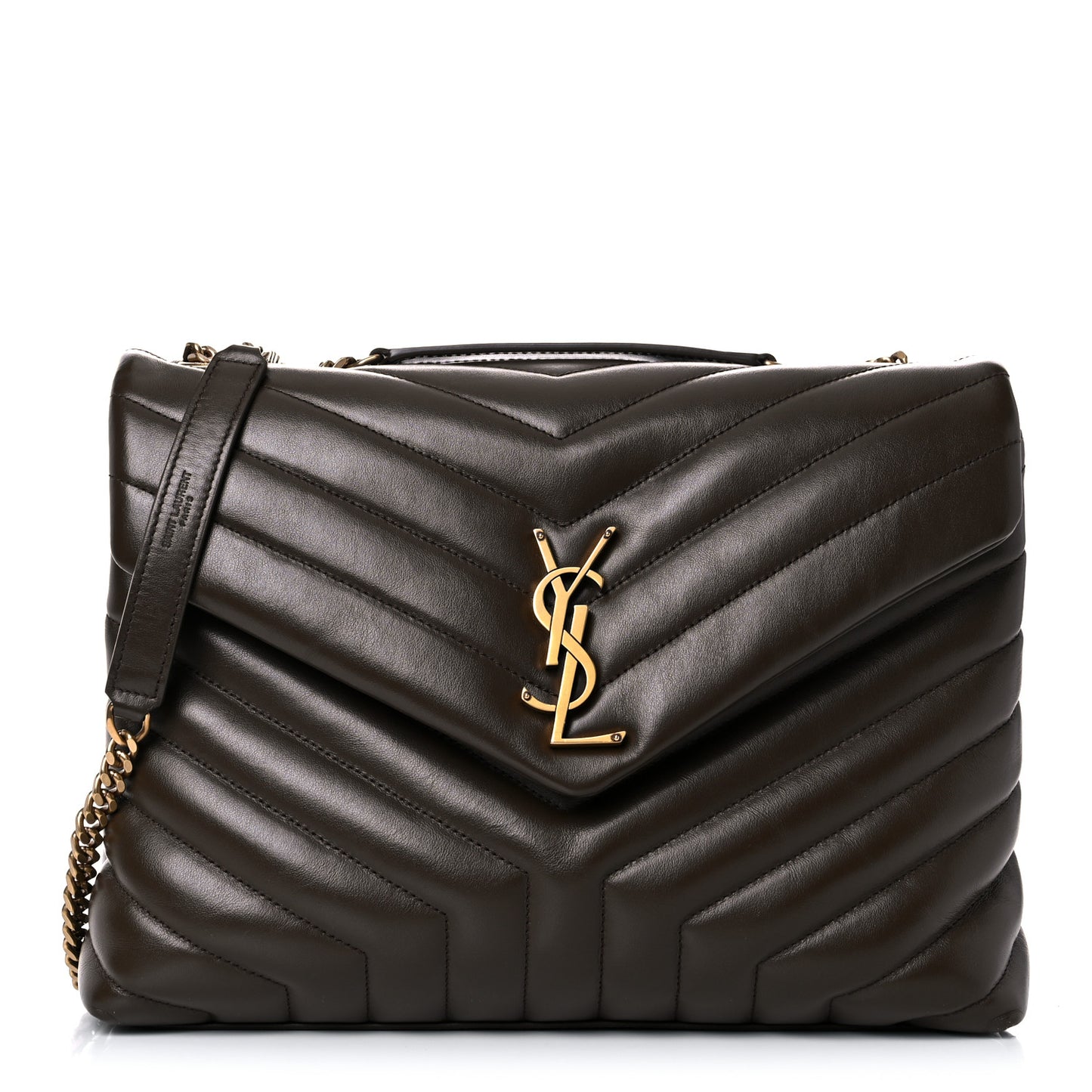 Calfskin Y Quilted Monogram Medium Loulou Chain Satchel Soil Brown