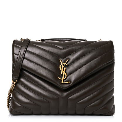Saint Laurent Calfskin Y Quilted Monogram Medium Loulou Chain Satchel Soil Brown 1 of 15