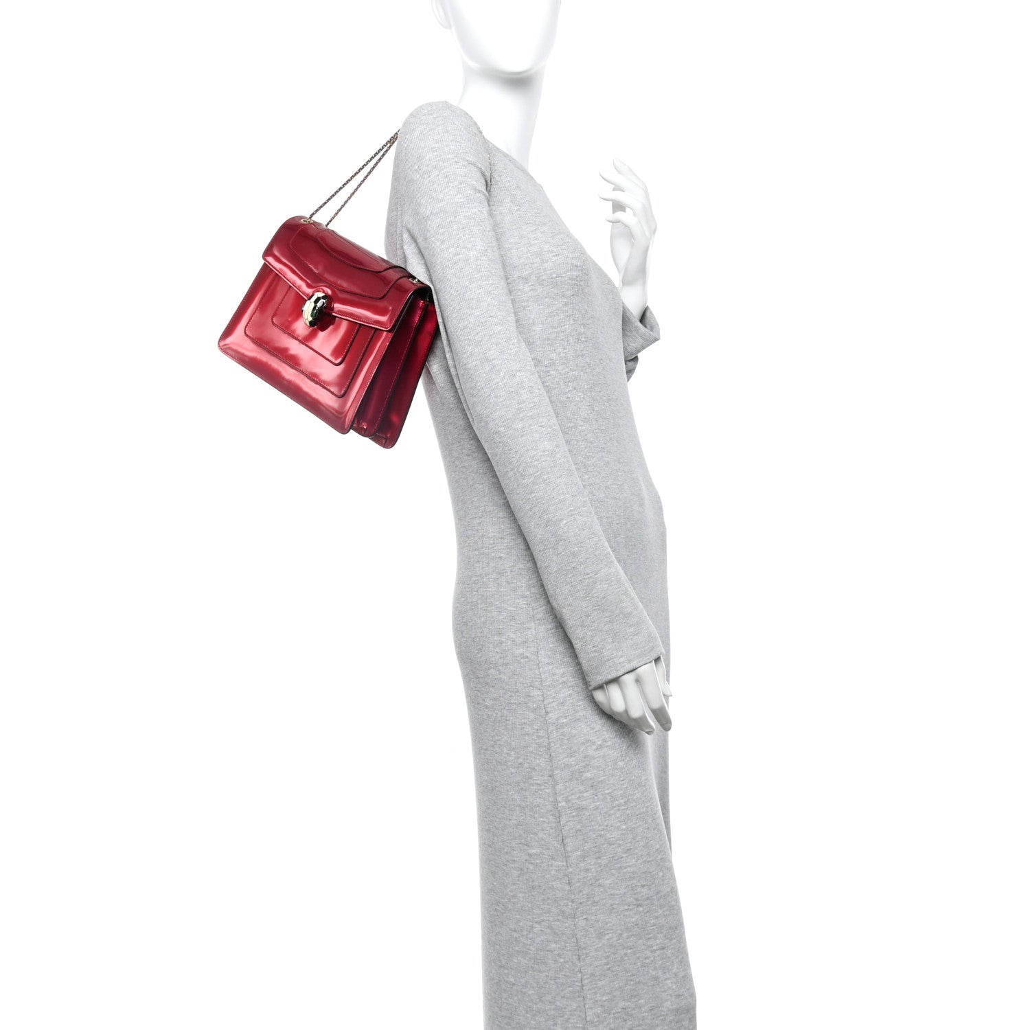 Bulgari Metallic Calfskin Serpenti Forever Shoulder Bag Red 2 of 10