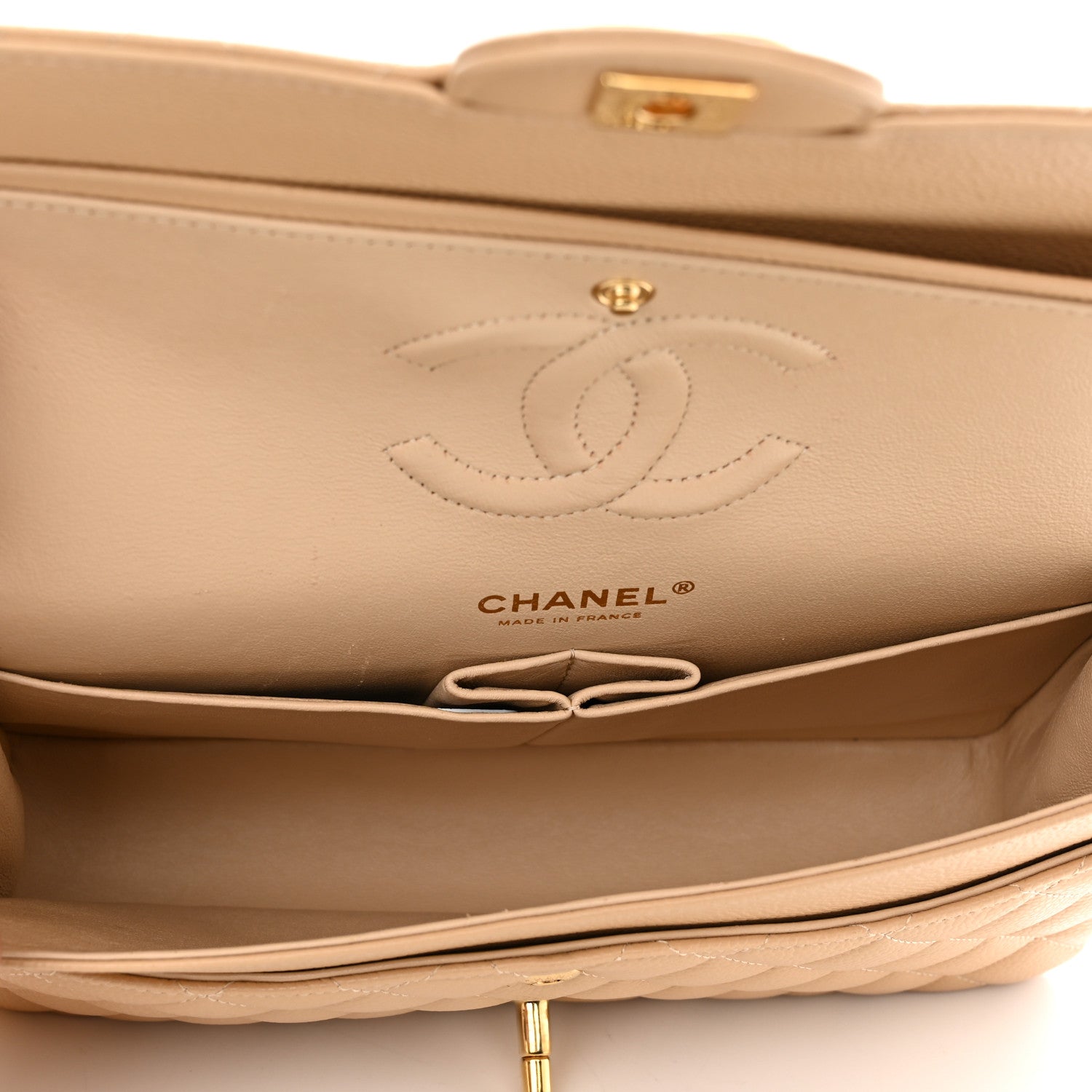 Chanel Caviar Quilted Medium Double Flap Light Beige 5 of 11
